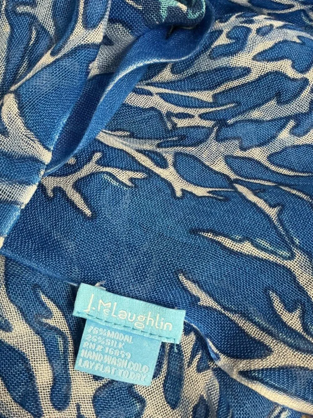 J. McLaughlin blue sea shell print scarf